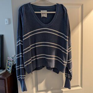 Aerie Blue and White Striped Sweater